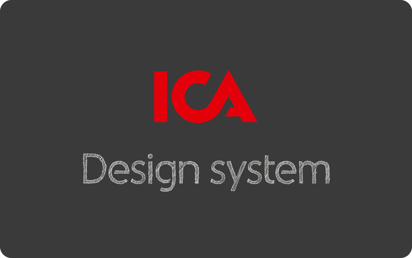 Logo for ICA Design System with red and white text against a dark background.